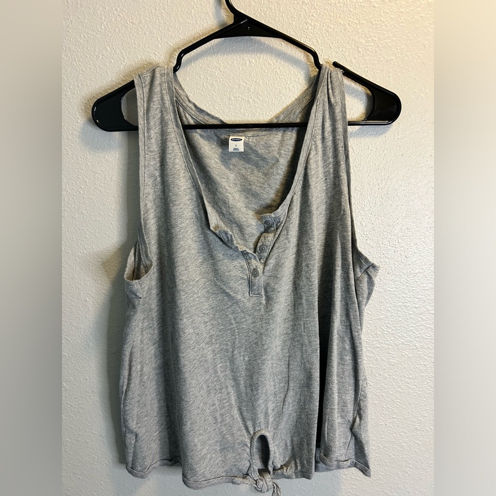 Old Navy- Large Gray Tank with buttons and a front tie.